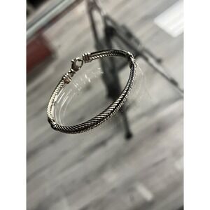 David Yurman 925 & 585 White Gold Crossover Diamond Link Bracelet